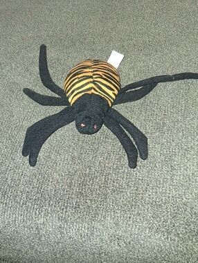 Ty Black and Yellow Striped Plush Spider Habitat Accent No Tag